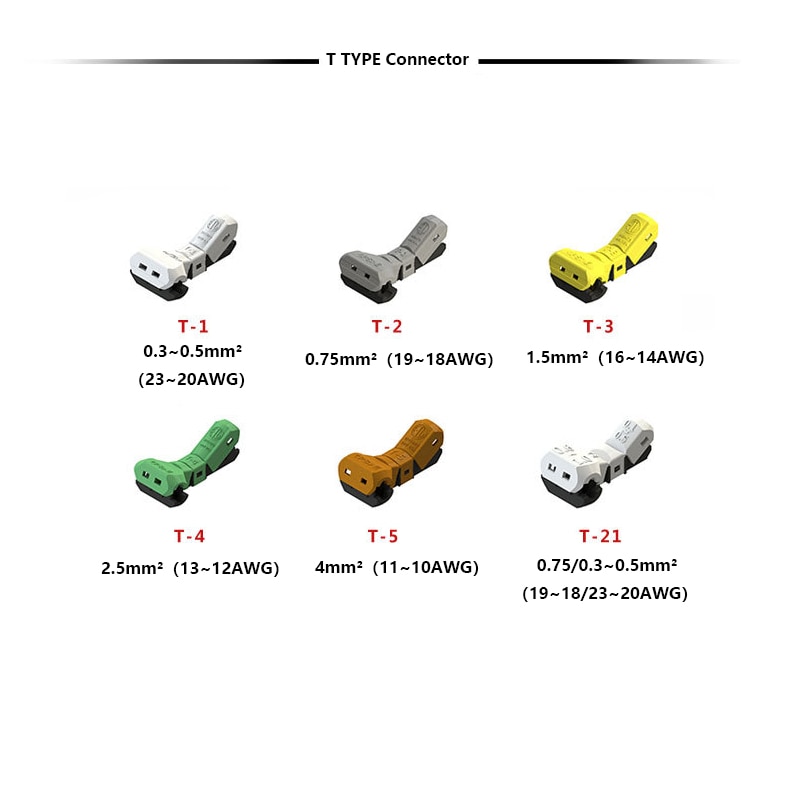 Jowx t -1/2/3/4/5/21 johdinliittimet t tyyppiset pikaliittimet lohko irtimaton kaapeli johdotus liitin 23-10 awg 0.3-4 mm 2