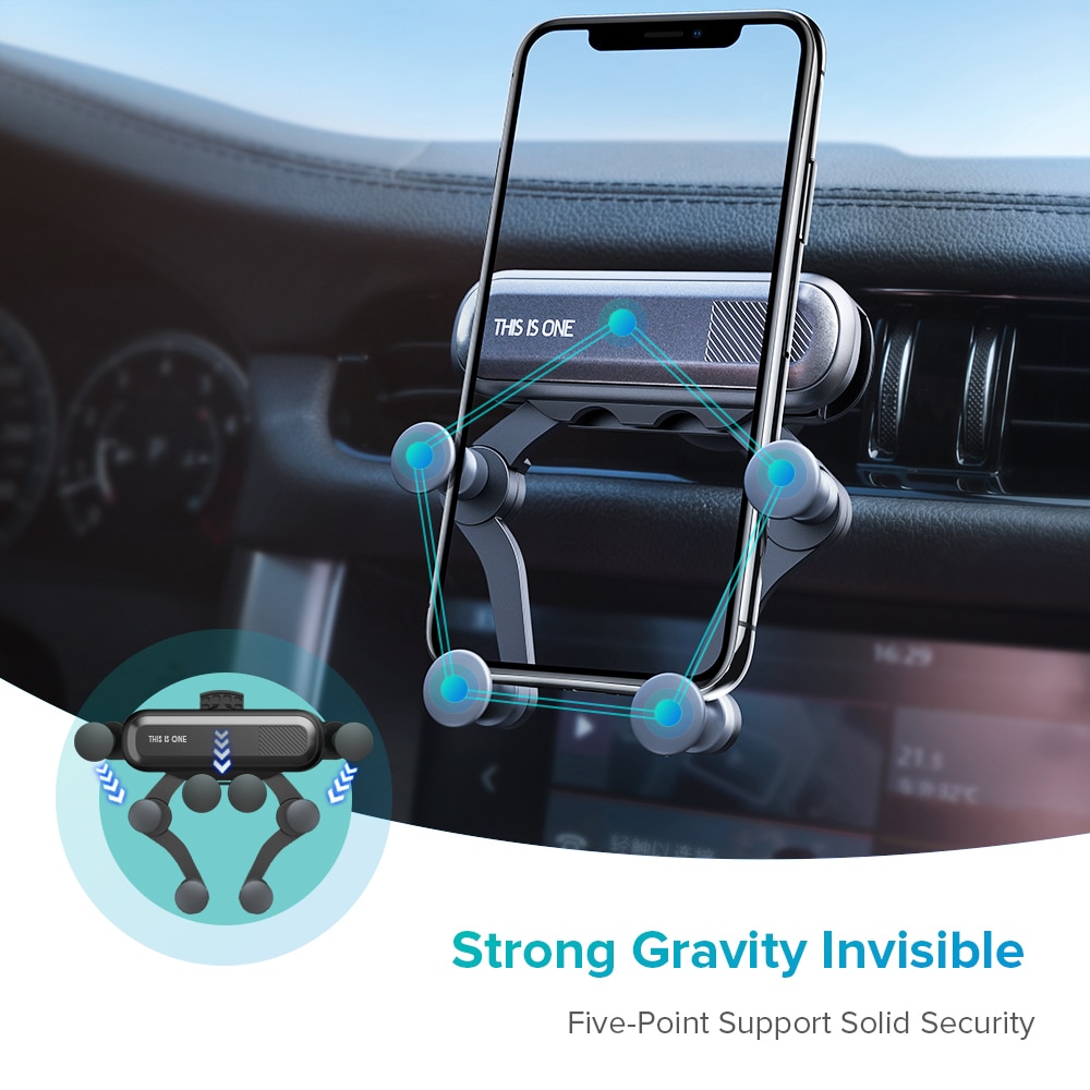 Iniu tyngdekraft bilholder til telefon i bil lufthul monterer ingen magnetisk mobiltelefon holder gps stativ til iphone 12 11 pro 8 samsung