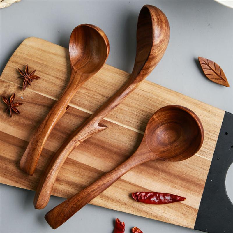 Wooden Soup Spoon Long Handle Pot Cooking Spoon Non Stick Porridge Spoon Food Mixing Stirrer Kitchen Tools Tableware