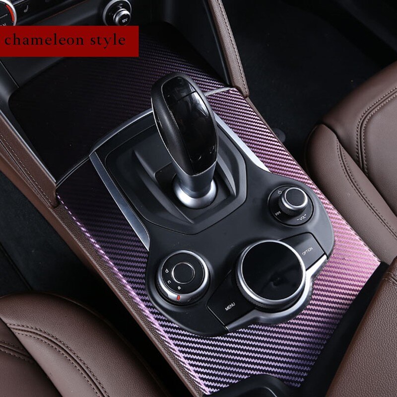 5d kulfiber dekoration klistermærke dækning trim til alfa romeo giulia bil interiør central kontrol gearskift panel bil styling: Gul
