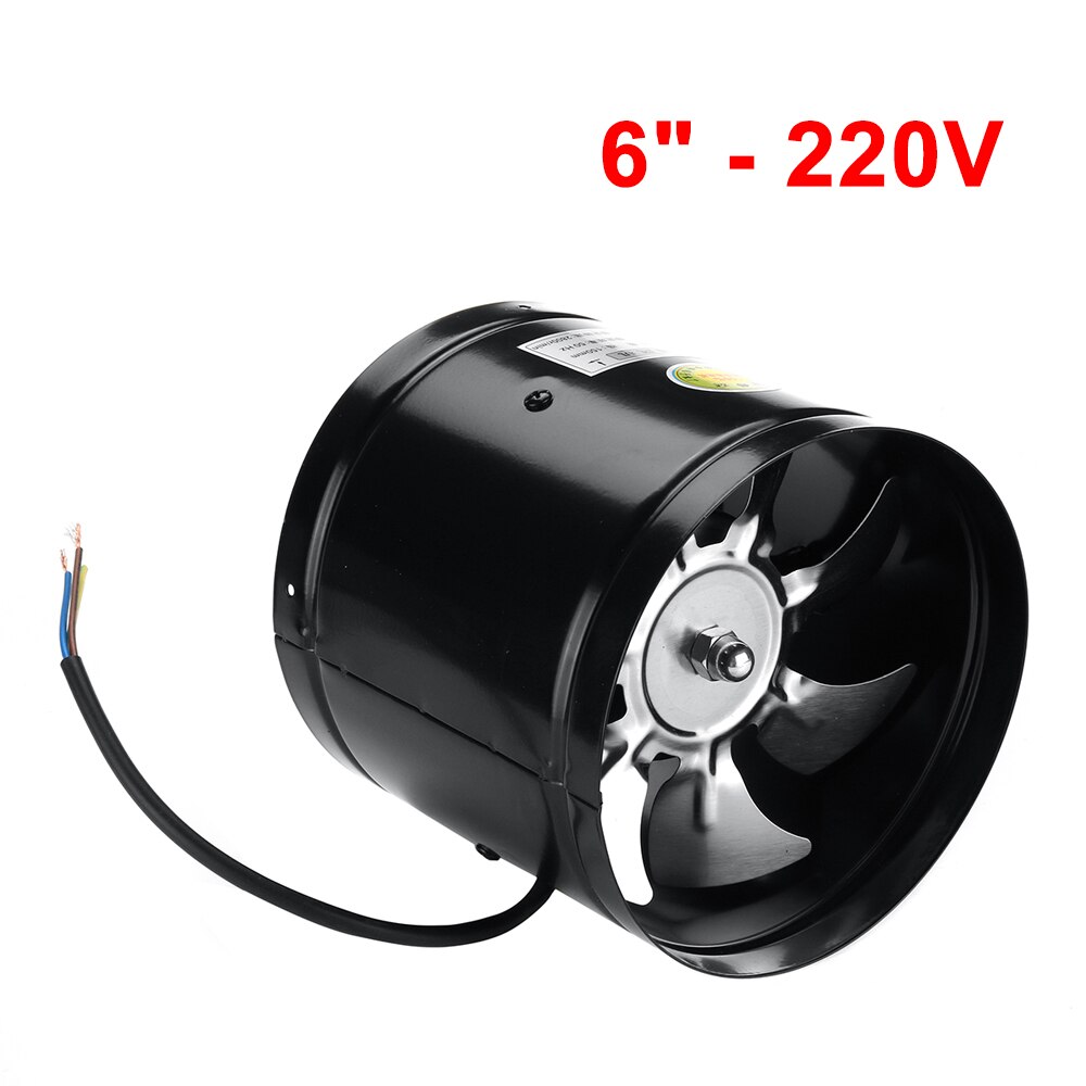 220V/110V Inline Duct Fan Booster Air Cooling Vent Metalen Uitlaat Blower Fan Keuken Kantoor Fan Wc muur Ventilator Zonder Plug: 6 inch 220V