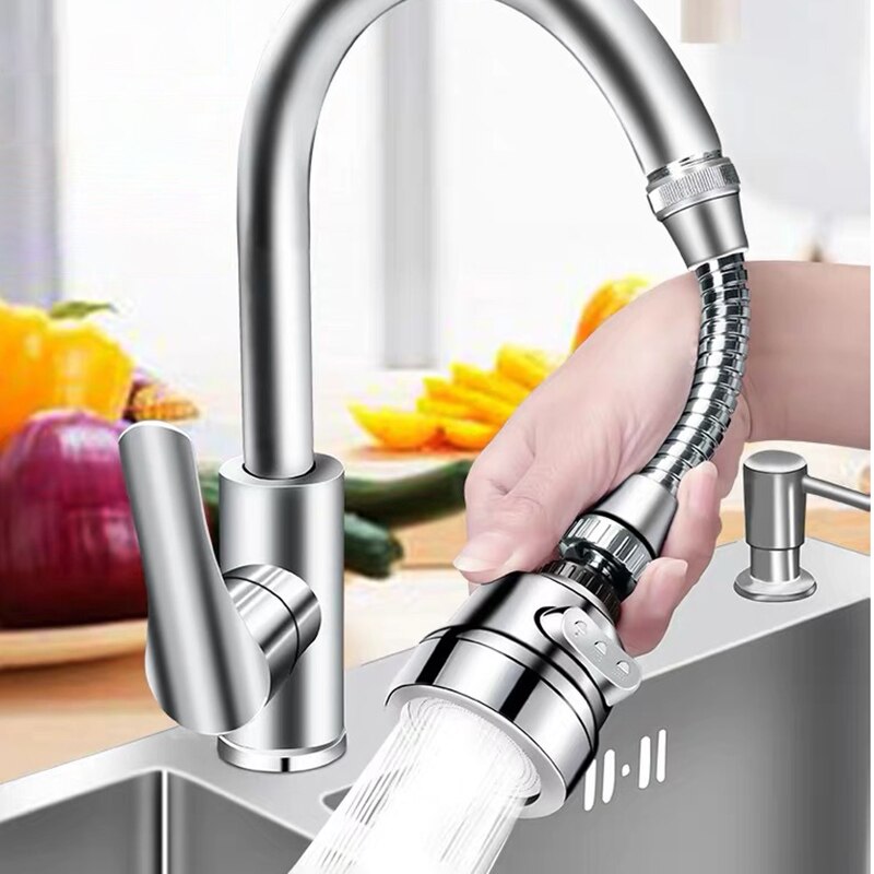 3 Modes 360°Rotatable Bent Water Saving Kitchen Fauce Aerator Extended Hose Faucet Nozzle Bubbler Kitchen Faucet Head: 3-speed chrome L