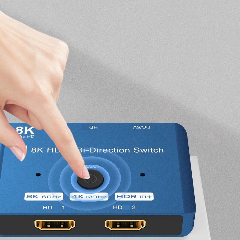 Selector de interruptor bidireccional compatible con HDTV DP1.4, 1 en 2, Salida 2 en 1, caja de conmutador 8k 60hz/ 4k 120hz