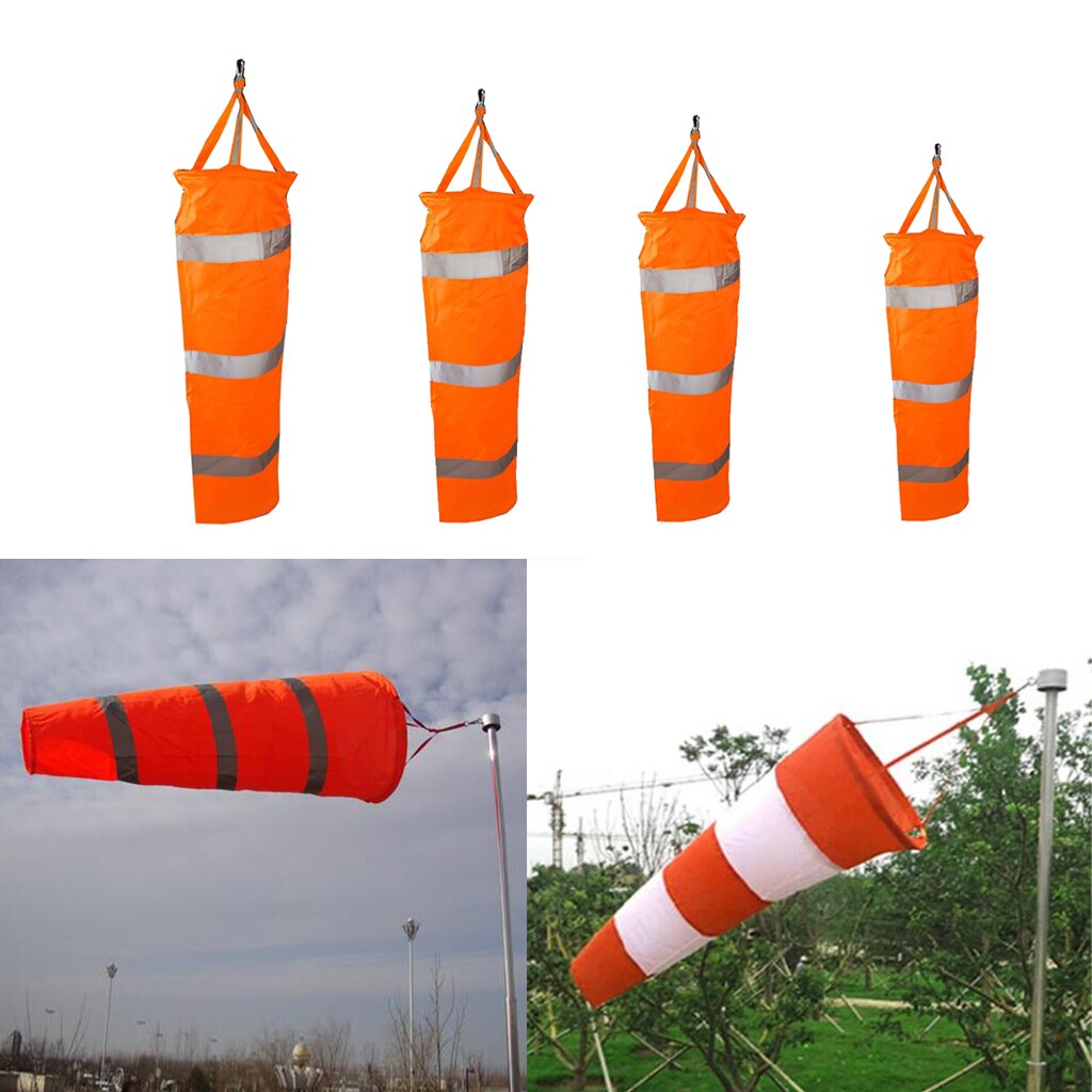 Airport Windsock Wind Cone 60,80,100,150cm Outside Wind Sock w/ Reflective Belts