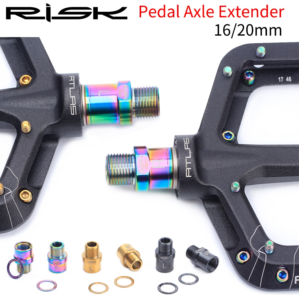 Ett par titan ti legering sykkel pedal aksel utvidere sykkel pedal forlengelse bolter avstandsstykker 16mm/20mm til mtb sykkel pedaler