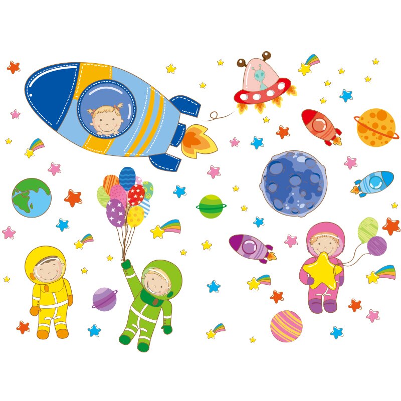 [shijuekongjian] ruimte muurstickers vinyl diy planeten raketten muurstickers voor kinderkamers babykamer huisdecoratie: Raket 1