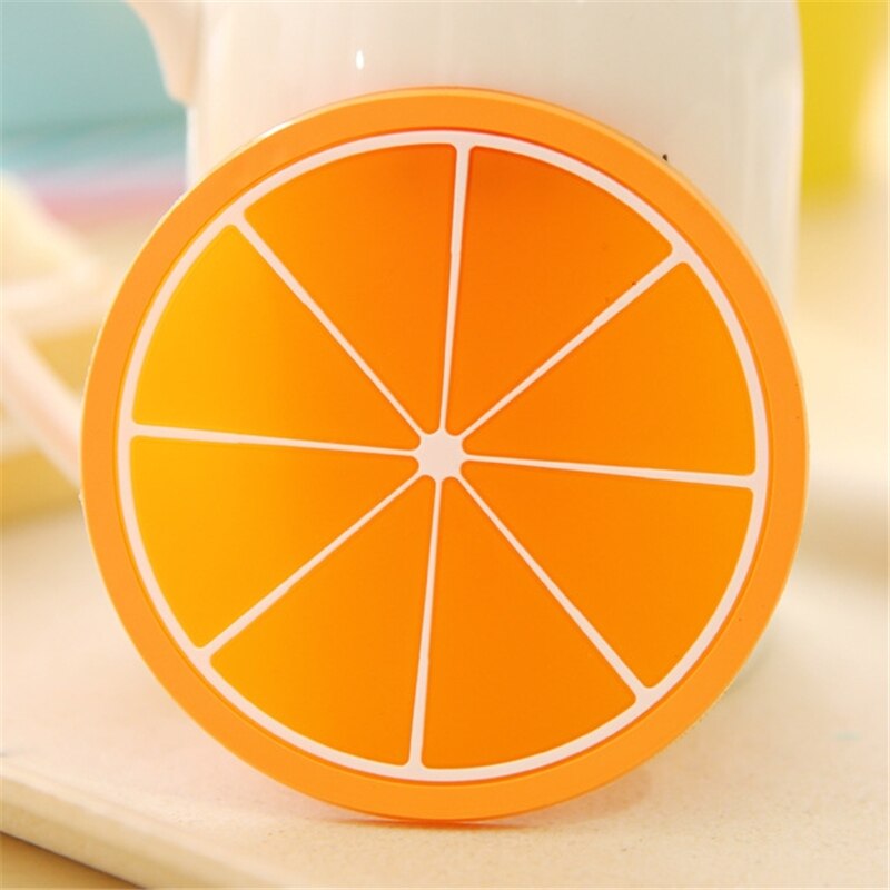 Fruit Shape Coaster Cup Pads Silicone Insulation Mat Drink Holder Watermelon Kiwi Fruit Lime Mango Orange Carambola: Style 1