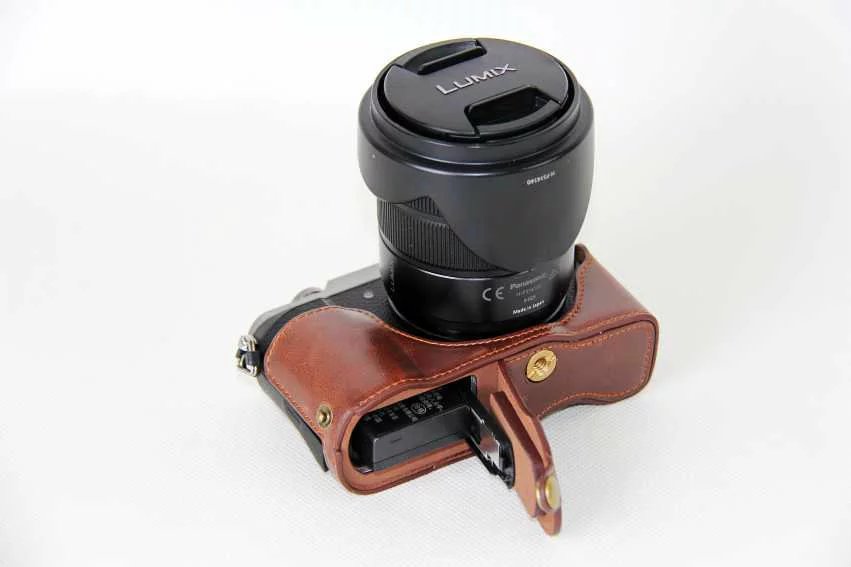Klassische PU Leder Kamera Tasche Hälfte fallen Abdeckung Für Panasonic Lumix DMC-GX80 DMC-GX85 GX80 GX85 Kamera Halbkörper einstellen