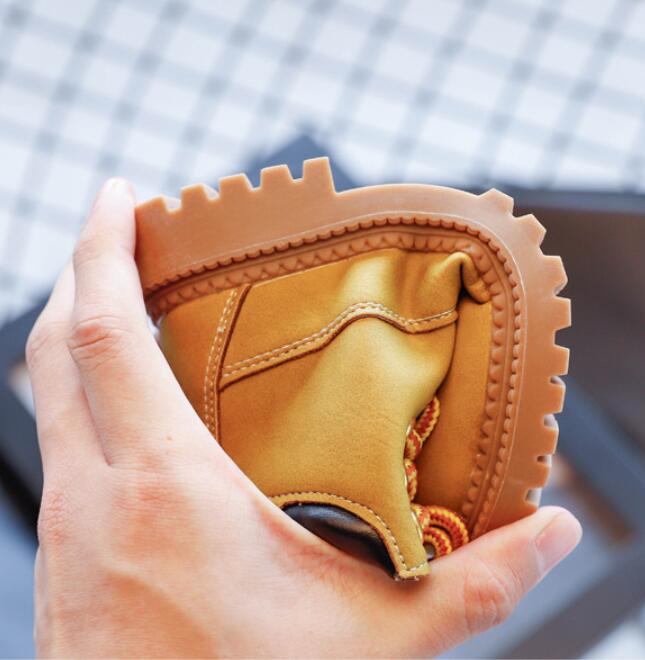 Vinter pojkar korta stövlar barnskor flickor läder martin boots student sneakers plus sammet varma barn snöstövlar