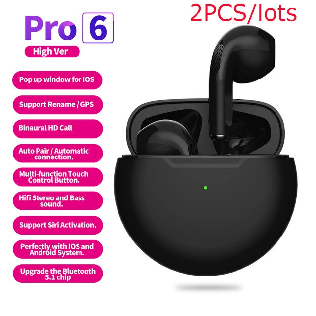 2pcs TWS Bluetooth 5.0 Earphones Charging Box Wireless Headphone 9D Stereo Sports Waterproof Earbuds Headsets With Microphone: M 2PCS
