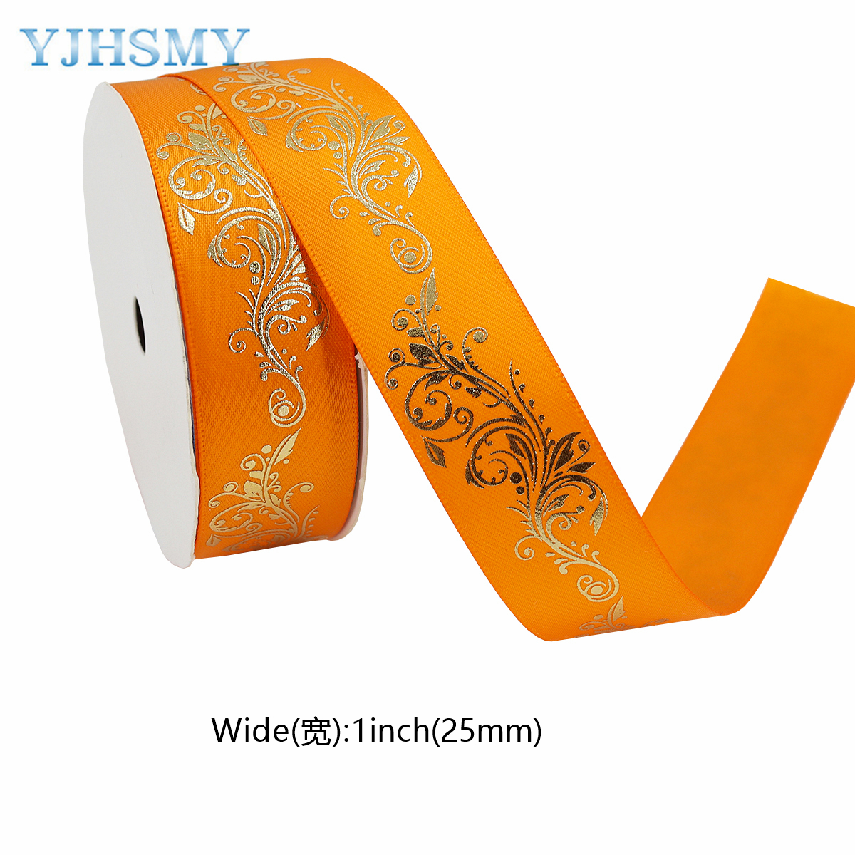 1 Inch Goudfolie Satijnen Lint Gedrukt Bloem Voor Diy Craft Cadeaupapier Bruiloft Verjaardag Party Decoratie 5 Yards: Antiek Zilver / M