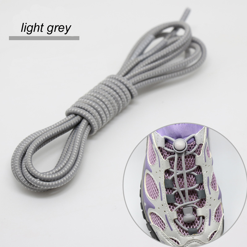 1pair Locking Shoe Laces Shoestrings Running Triathlon No tie Shoelace Sports Laces Hiking Shoelaces Children Elastic Shoelace: light grey