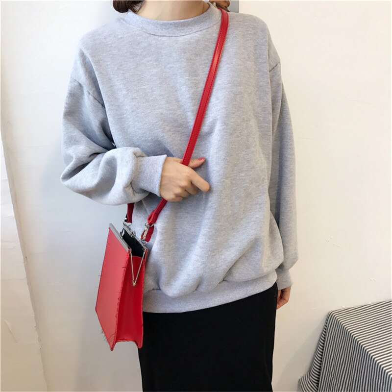 Sudaderas mujer harajuku solid sweatshirt kvinder langærmet hættetrøje løs kvinder hættetrøjer sweatshirts afslappet træningsdragt: Grå