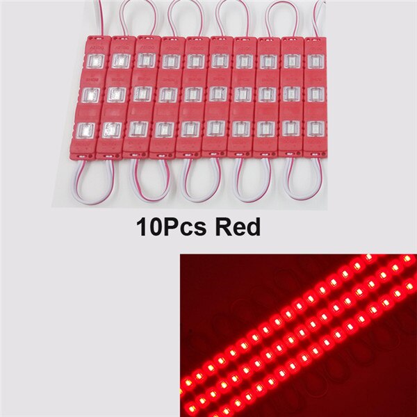 20ps 10ps ip65 5730 3 led modul vandtæt varm hvid, ren hvid, rød, grøn, blå, pink, gul sprøjtestøbningslys til  dc 12v: 10 stk rød