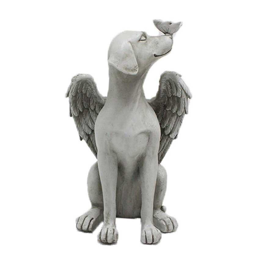 Engel hund statue harpiks kæledyr hund gravsten mindesmærke udendørs have dyr ornamenter  pc652