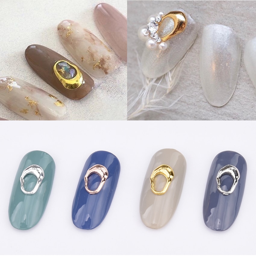 10 pcs Gold Nail Metal Studs Japanse 3d Nail Decoratie ongles Sieraden Komen Nagel Steentjes Accessoires TCJ386