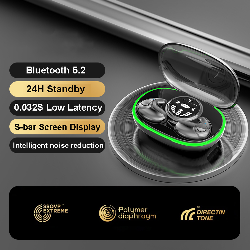 Bluetooth 5.3 Invisible Sleep Earphones Mini Wireless Headphones IPX5 Waterproof Noise Reduction Earbuds Touch Control Headsets: Red