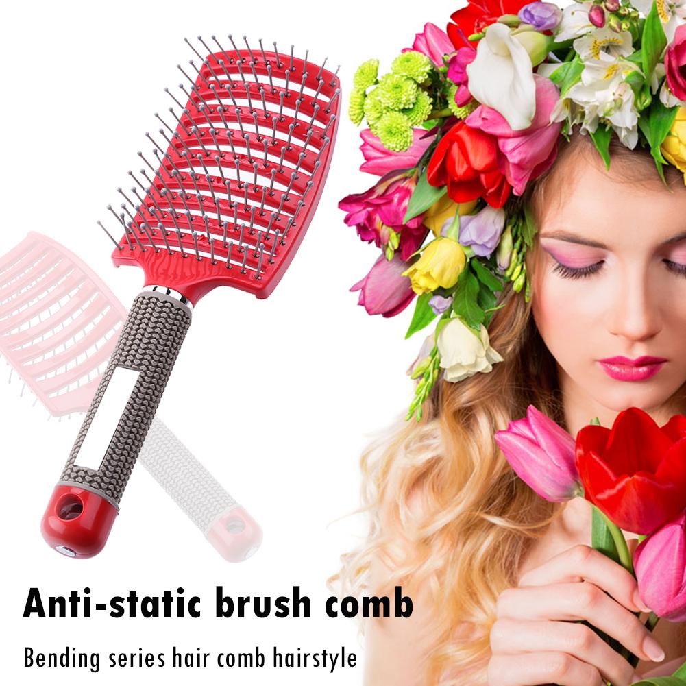 Rot Haar Pinsel Kopfhaut Haarbürste Borsten & Nylon Frauen Nass Lockige Detangle Haar Pinsel für Salon Friseur Styling Werkzeuge