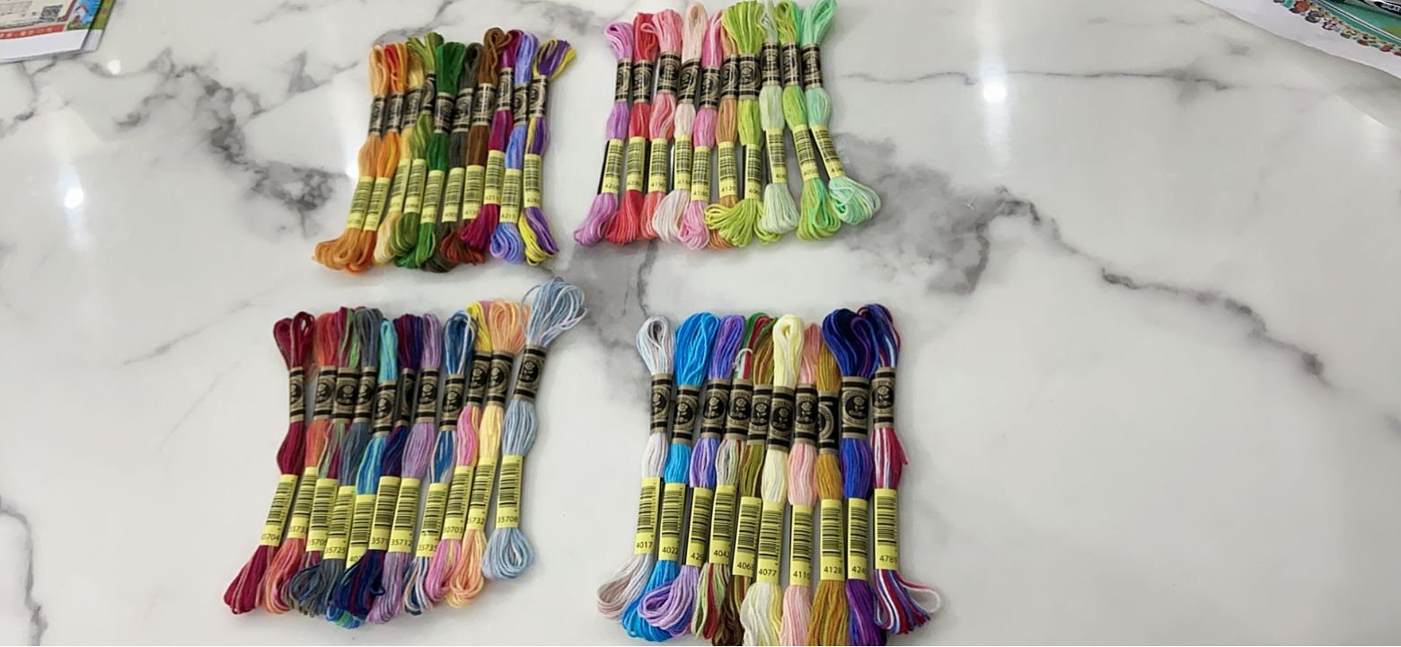 Variegated Cotton Embroidery Floss 6 strands 8 meters /pcs Color Variation Cross stitch Thread 41 DMC Colors in 4 Sets