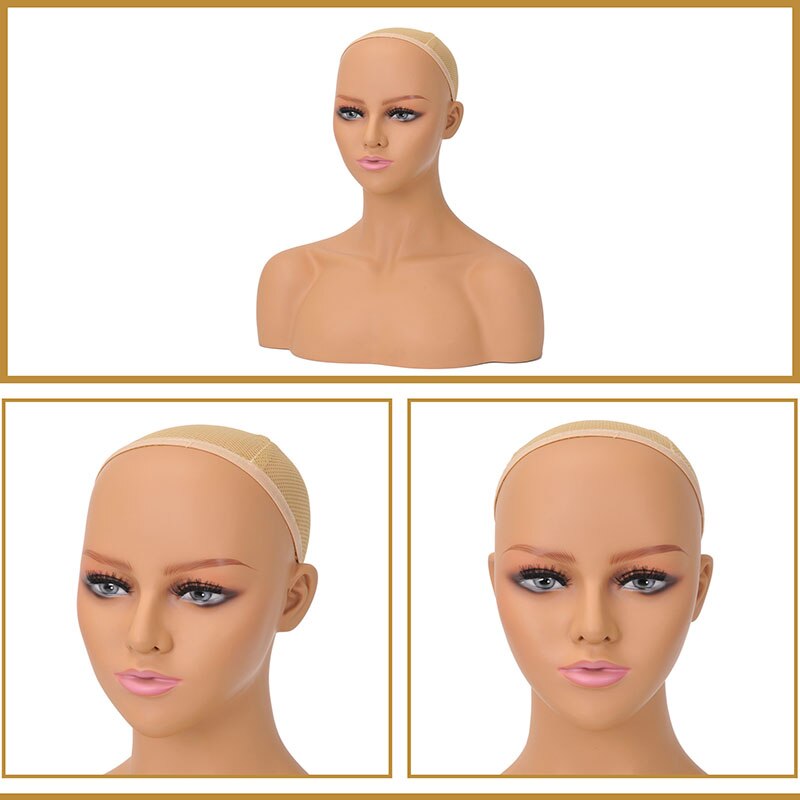 Realistic Female PVC Mannequin Head Display Hat Glasses Diamond Necklace Women Wig Model head DL487