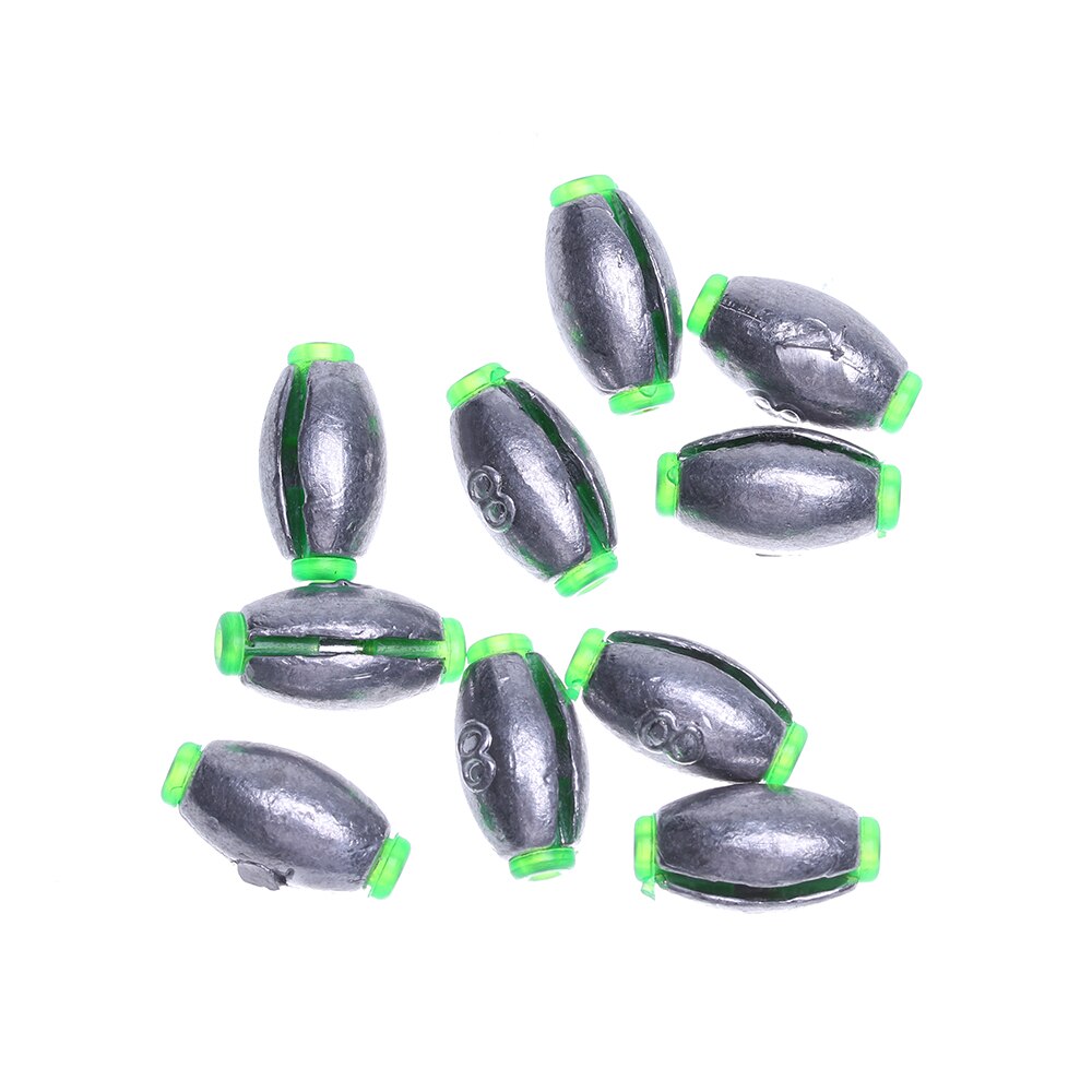 10Pcs Lead Weight Fishing Lead Sinker Mould Olive Shaped Middle Pass Removable Split Lead Shot Sinkers 2/3/4/5/6/8/10/15g