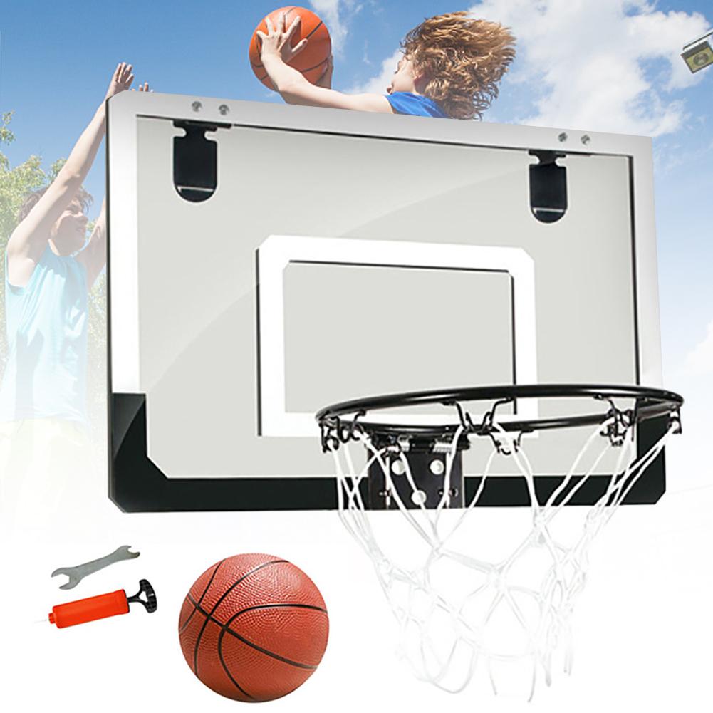 Hjem sovesal dør vægmonteret mini basketball hoop net splintres bagplade slagfri rebounds med kuglepumpenøgle