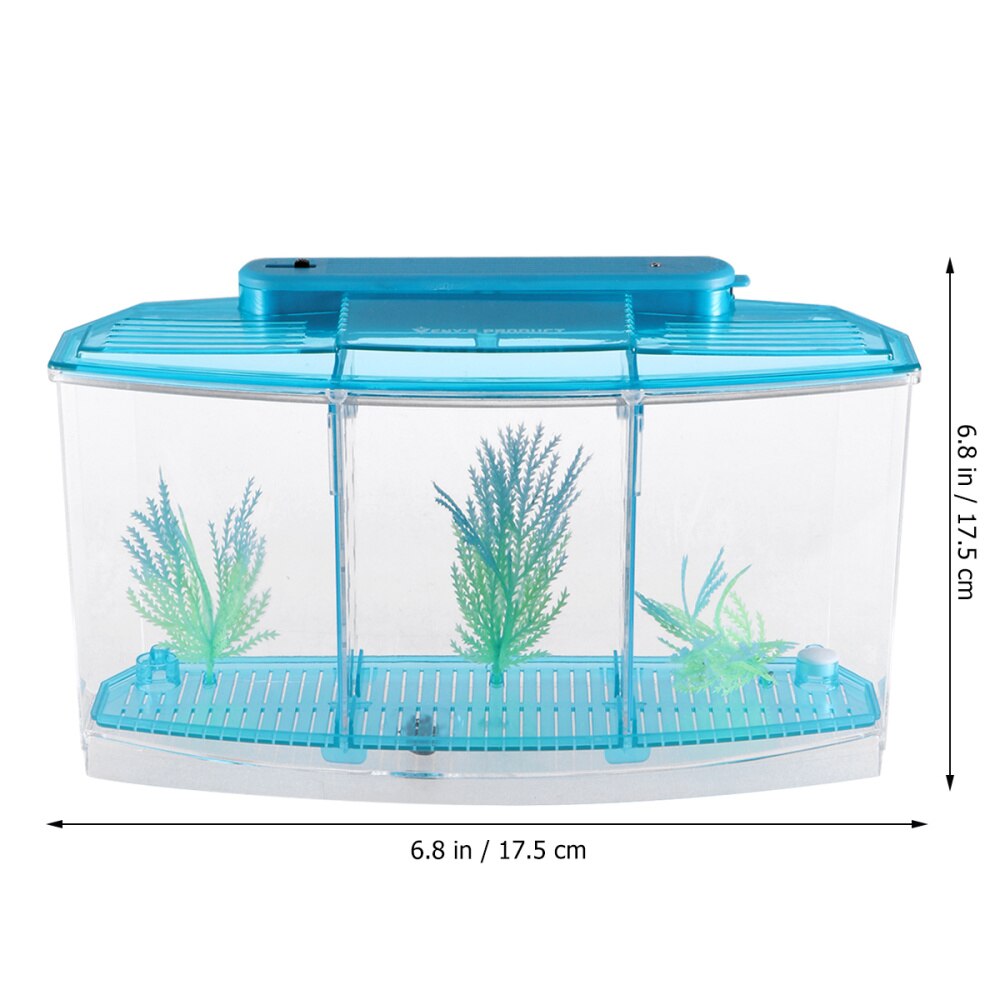 Mini Fish Tank Self-Cleaning Desktop Mini Ecological Goldfish Tank Square Hatching Seedlings Aquariums for Home Shop (Purple)