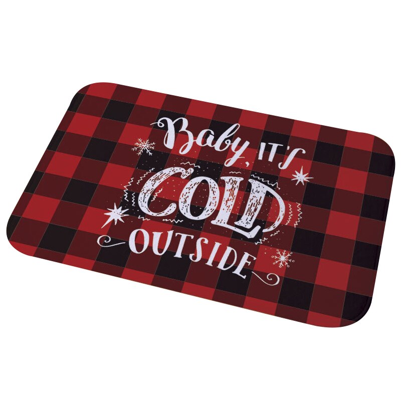 Winter Snowflake Christmas Tree Doormat Red Non Slip Absorbent Floor Carpet Mat for Entryway Bedroom Living Room Sofa Home Decor: B04