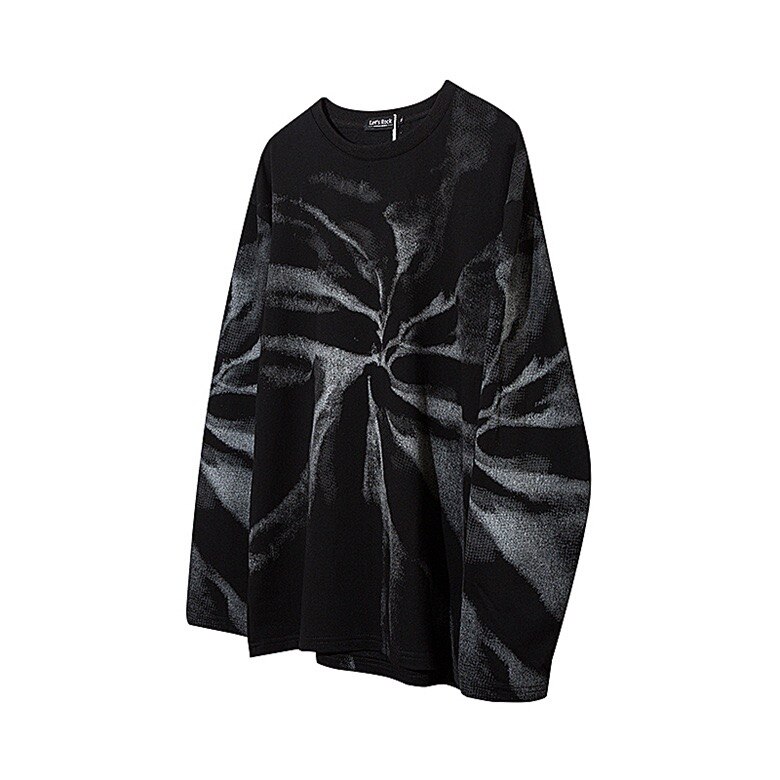 Unisex herre oversize genser med løs passform hip hop hettegenser skateboard sport uformelt bomullsblanding skjorte med rund hals: B / Xl