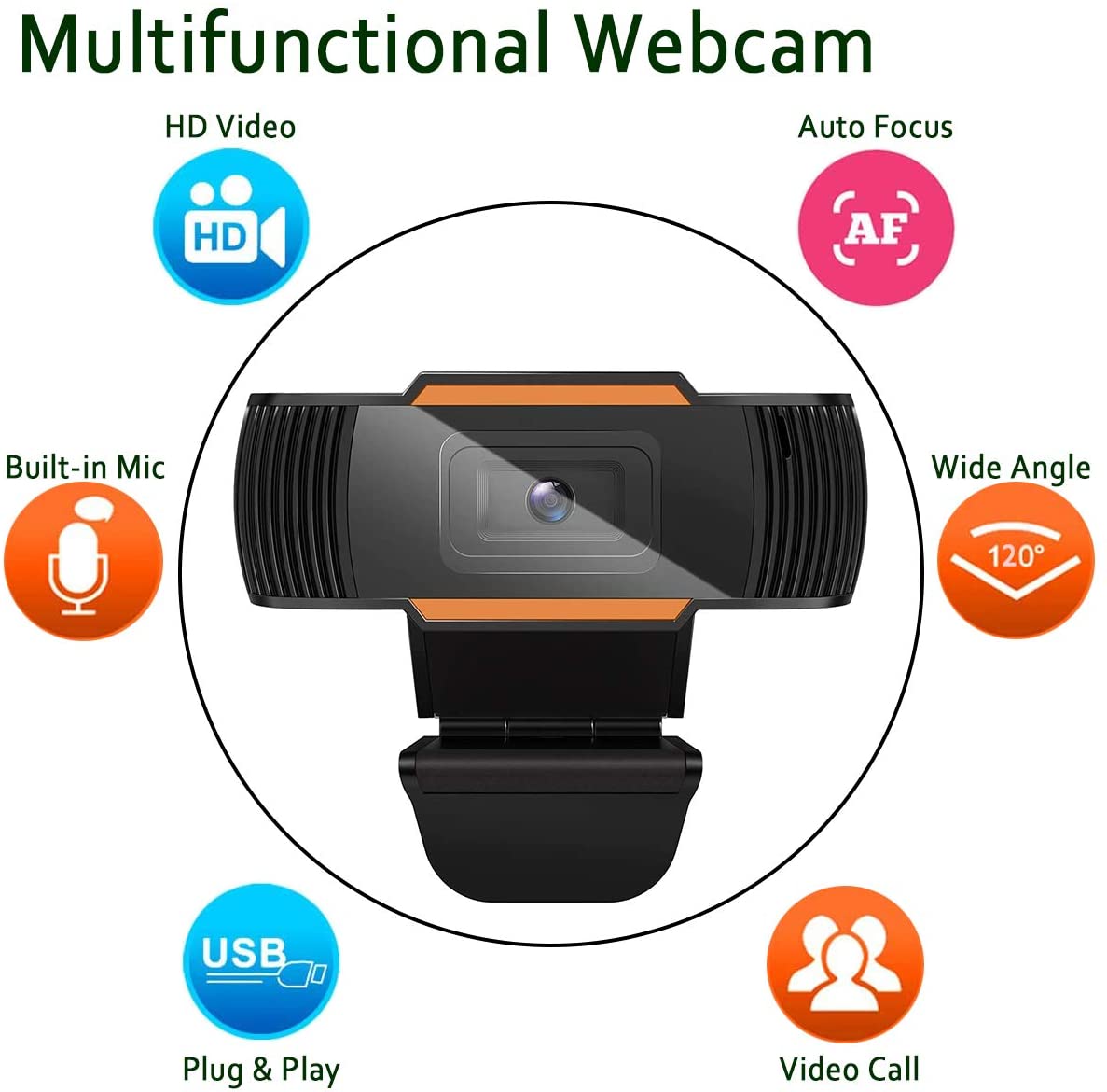 Hd Webcam Met Microfoon Voor Desktop Pc Laptop, full Hd Usb Conferentieruimte Webcam Met Draaibare Clip En Groothoek View