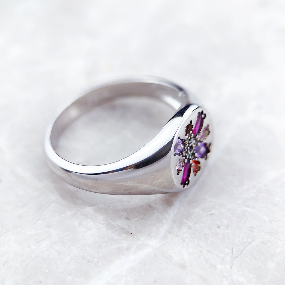 Ring Kleurrijke Stone Bloem Europa Stijl Bohemen Fijne Sieraden Voor Vrouwen Zomer Brand Pure 925 Sterling Silver