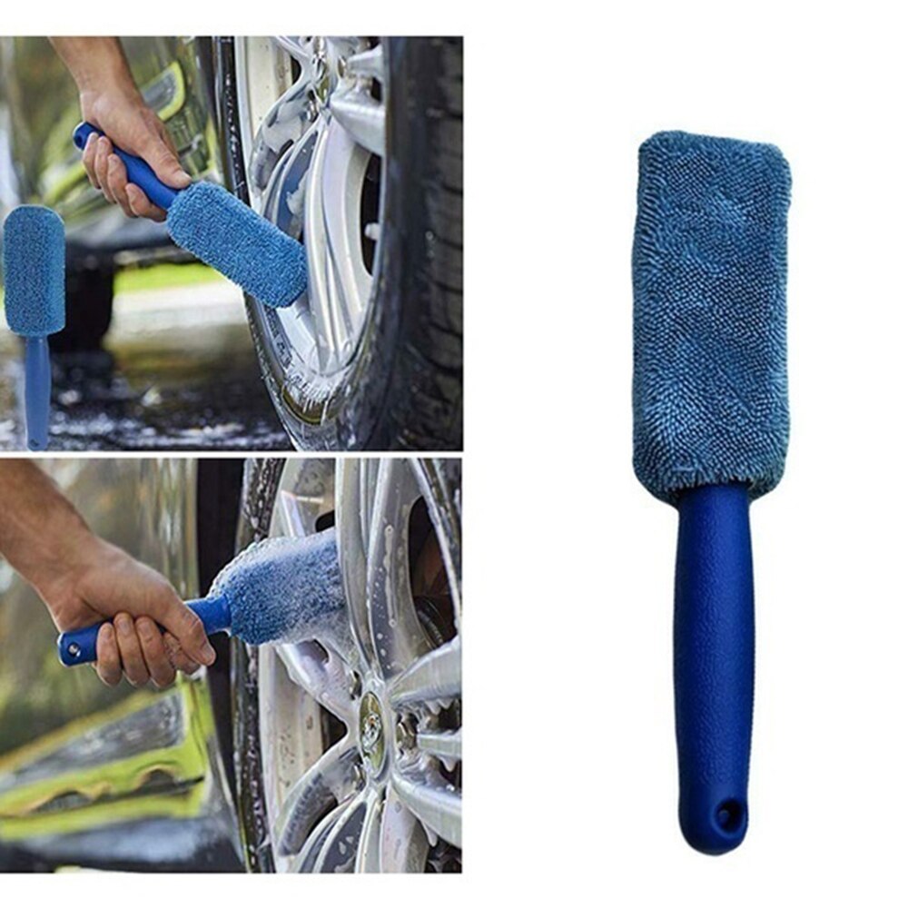 1pcs Portable Microfiber Wheel Tire Rim Brush Auto Kofferbak Motorfiets Bike Autobanden Motor Wassen Handle Washing Cleaner