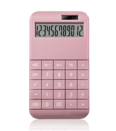 Echter solar-taschenrechner mit 12- display, karminroter computer für die verwendung im studentenfinanzierungsbüro, niedlicher taschenrechner: Rosa