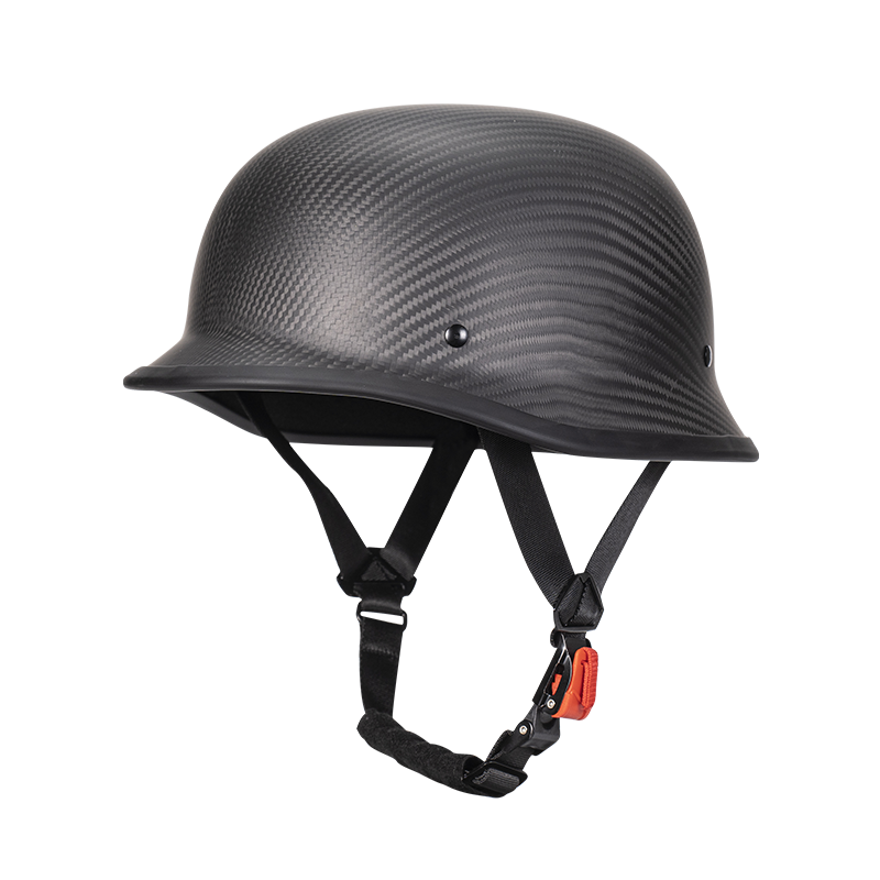 Gesmede koolstofvezel duitse soldatenhelm vintage cruise halfhelm heren motorhelm motorpedaal lichtgewicht: Beige / Xxl