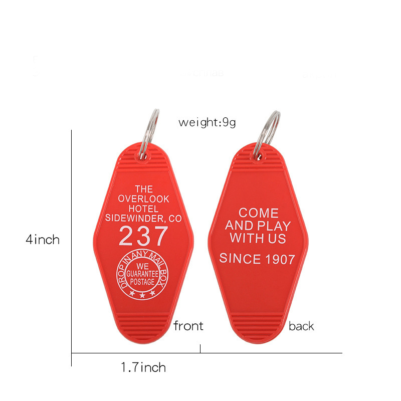 1pcs Overlook Hotel Room 237 Keychain Black Red Keyring Horror Film Key Chains Accessories Jewelry for Friends