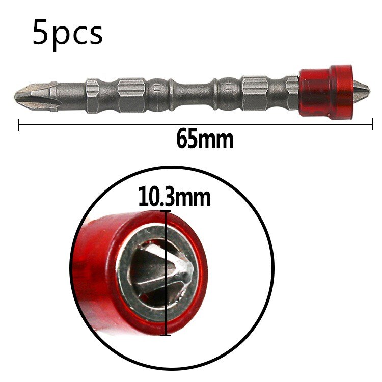 Rødt hoved 1/4 "skruetrækker bits magnet driver hex skaft med magnetizer kryds magnetisk bit hånd elektrisk skrueværktøj tilbehør: 5 stk