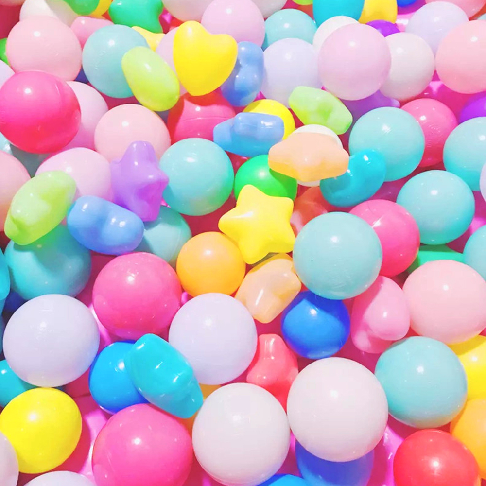 Pelotas de juguete pleásticas con forma de corazón y estrella para bebé, juguete suave para el estrés, piscina de aire, Ola oceánica, pelotas para piscina de agua, 50/100 Uds.