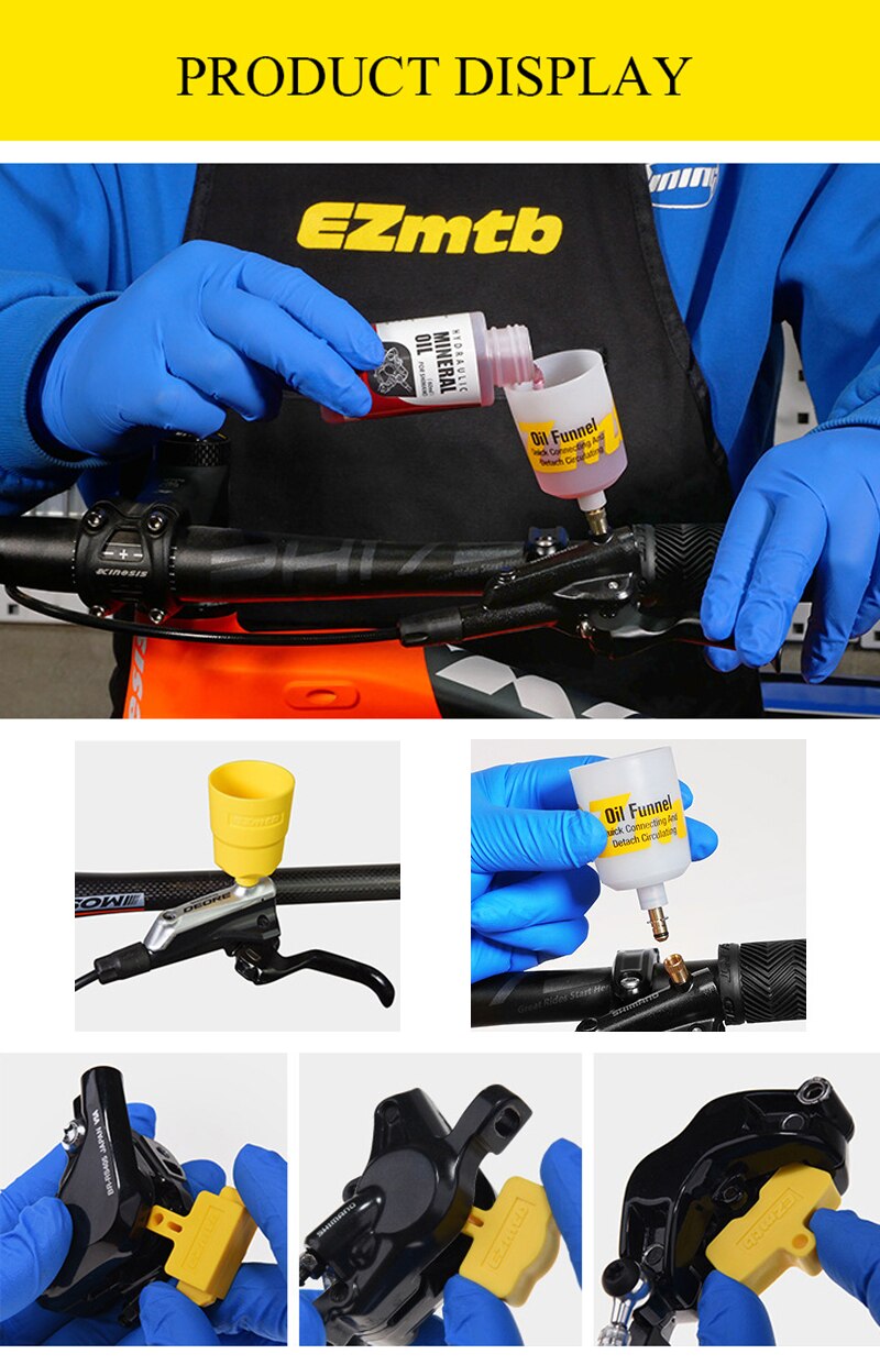 Kit de purge de frein pour vélo Shimano, Kit de purge de frein à disque hydraulique, bouchon d&#39;huile d&#39;entonnoir, outil de réparation de vélo de route et de vtt