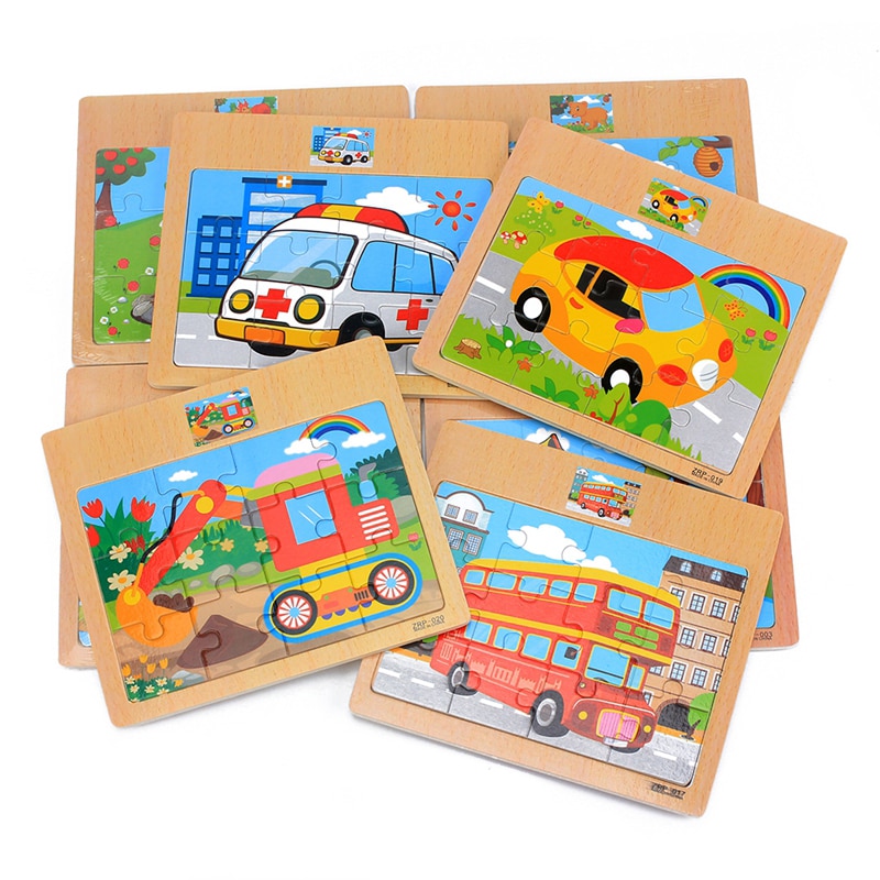 Bambino Giocattoli di Legno 3D Jigsaw Puzzle Di Cartone Animato Animale/Veicolo/Oceano/Dinosaur Puzzle Bus Puzzle Intelligenza Educativo Di Natale