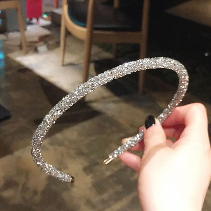 Dunne Kant Haarbanden Met Rhinestone Super Flash Hoofdband Dunne Kant Wilde Temperament Eenvoudige Hoofdband Flash Hoofddeksels Voor Vrouwen