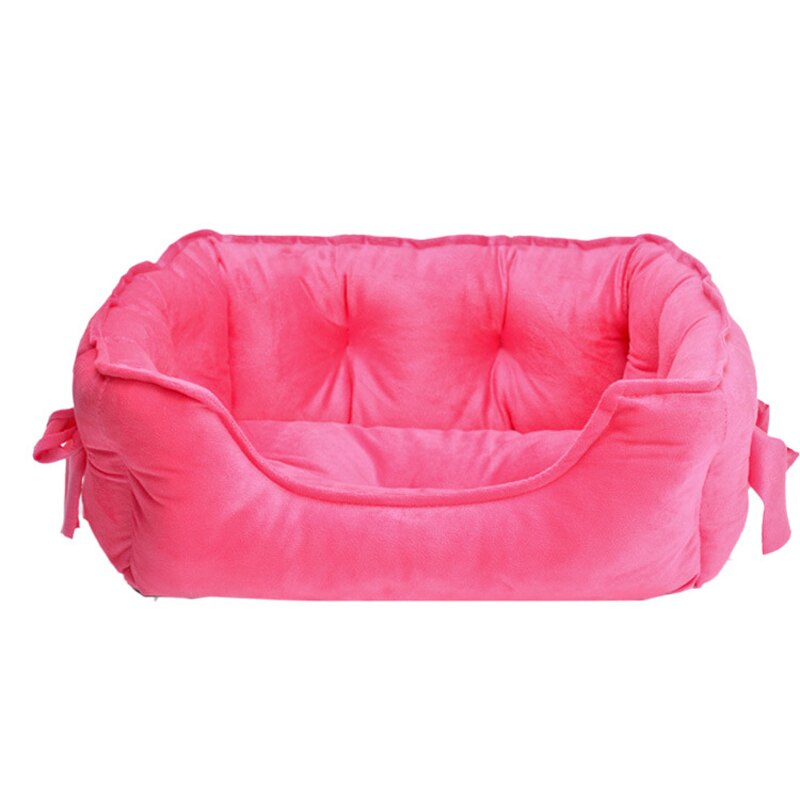 Mc Ster Zachte Huisdier Bed Kat Hond Korte Pluche Sofa Nest Strik Comfortabele Katoen Puppy Huis Kennel L/S waterdichte Warme Slaap Mat: Red / L