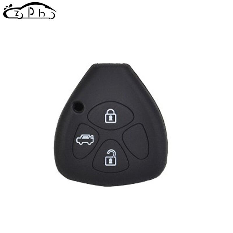 Siliconen Autosleutel Beschermhoes Voor Toyota Avensis Camry Corolla Rav4 Kluger Landcruiser Prado Yaris Echo Celica Kroon Ruiz Venza: Zwart