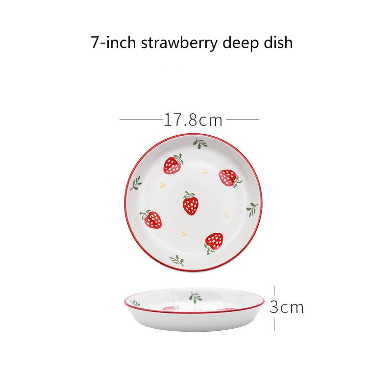 Assiette en céramique dessin animé Style nordique fraise Steak assiette alimentaire vaisselle bol Ins dîner plat haut de gamme porcelaine ensemble de vaisselle: 7-inch strawberry 