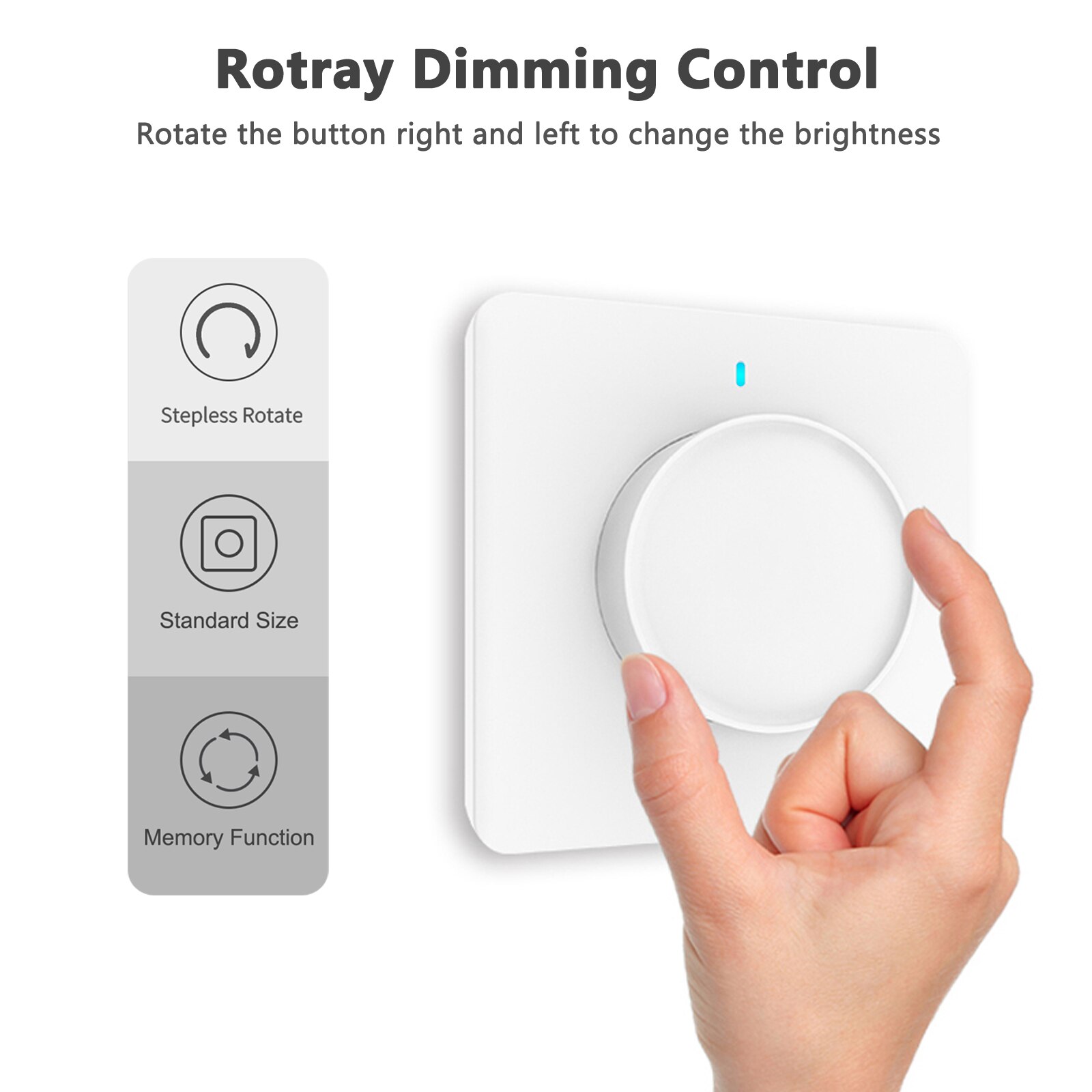Intelligenter zigbee-drehschalter mit led-dimmfunktion, kompatibel mit tuya zigbee hub und smart life app 220v 110v /uk), unterstützt alexa und google home.