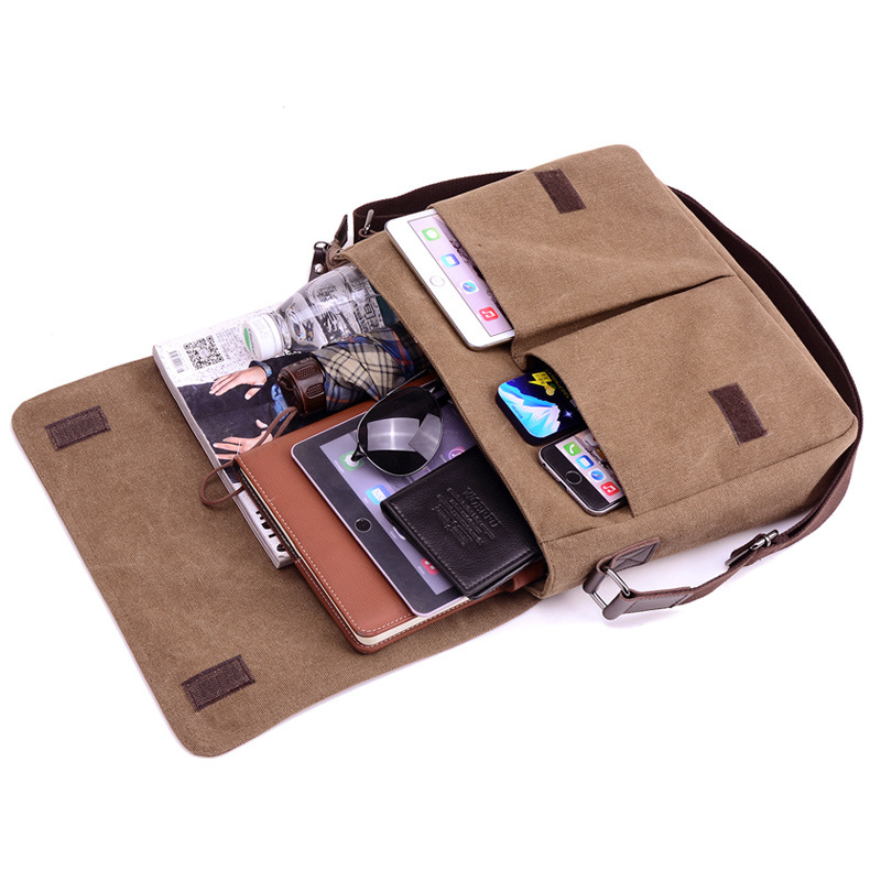 Leisure Canvas Mannen Schoudertas Grote Capaciteit Eenvoudige Effen Kleur Messenger Bags Voor Reizen Messenger Business