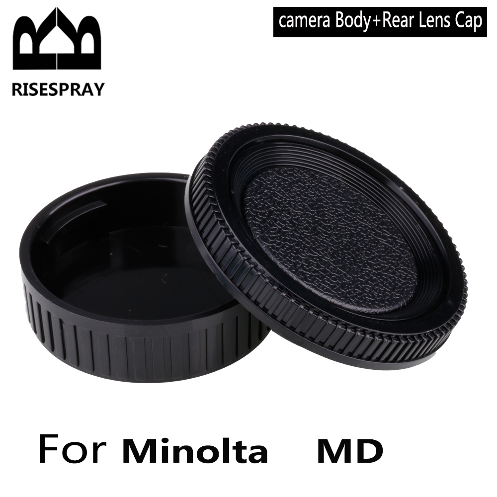 Para cámaras y lentes con montura Minolta MD, tapa de lente trasera o tapa del cuerpo de la cámara o juego de tapas del cuerpo de la tapa de la lente,: Negro