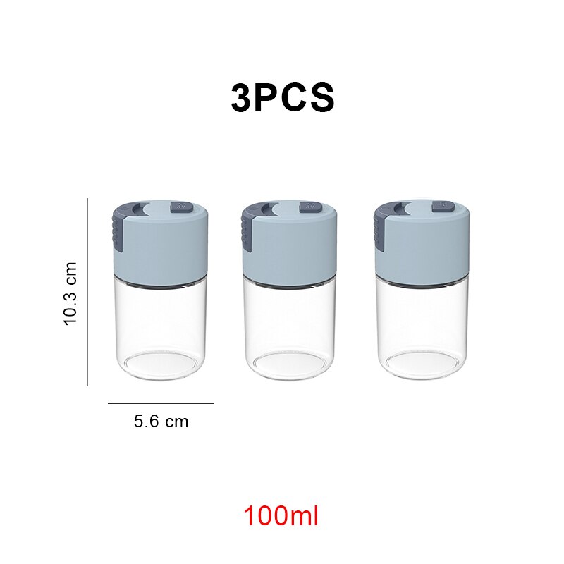 0.5g Metering Salt Glass Spice Salt Jar Sea Salt Shaker Dispenser Bottle Quantitative Seasoning Jar for Steak BBQ Home Barbecue: 3pcs Blue B