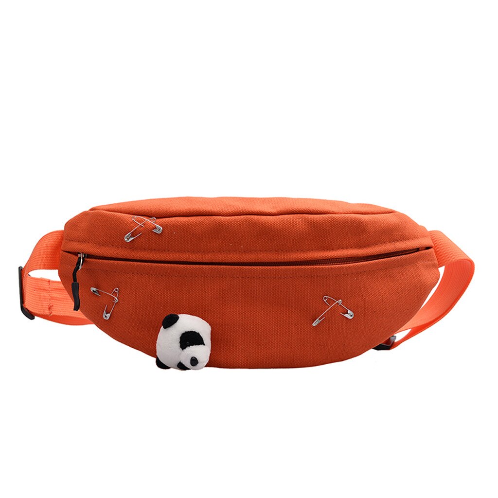 Fanny Pack pour femmes toile taille sac mignon Panda frais étudiant sac à bandoulière Harajuku nerka rein poitrine sacs sac banane femme: Orange