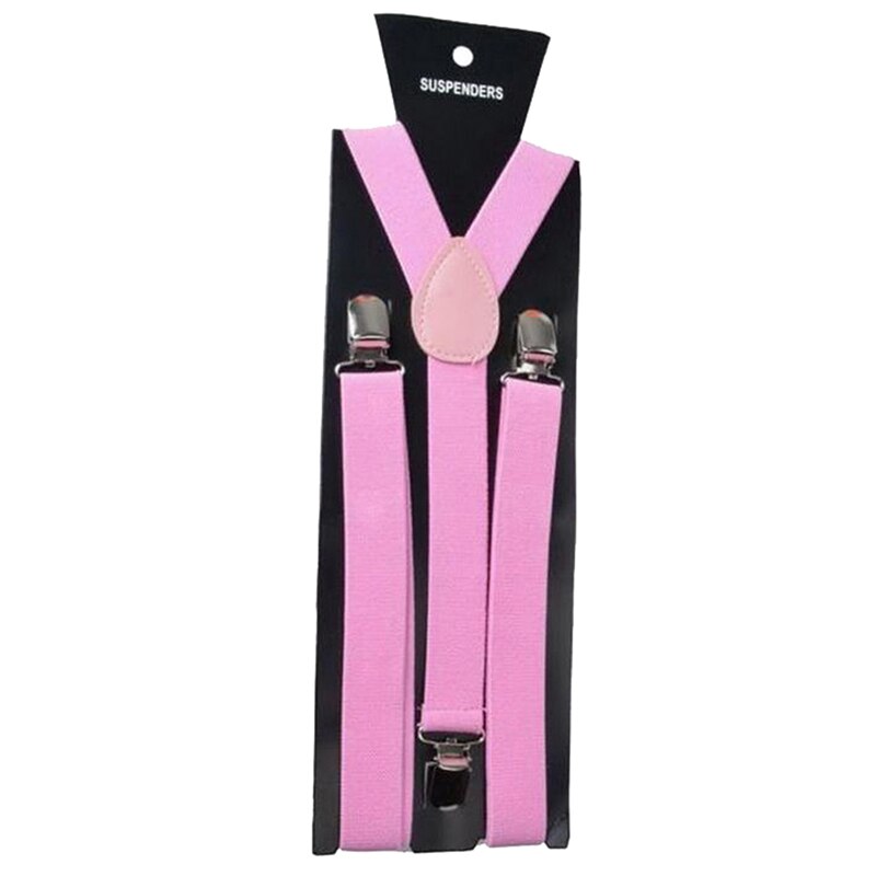 Bretelles élastiques réglables pour adultes, unisexe, femmes et hommes, en forme de Y, à clipser, pour pantalons,: Rose