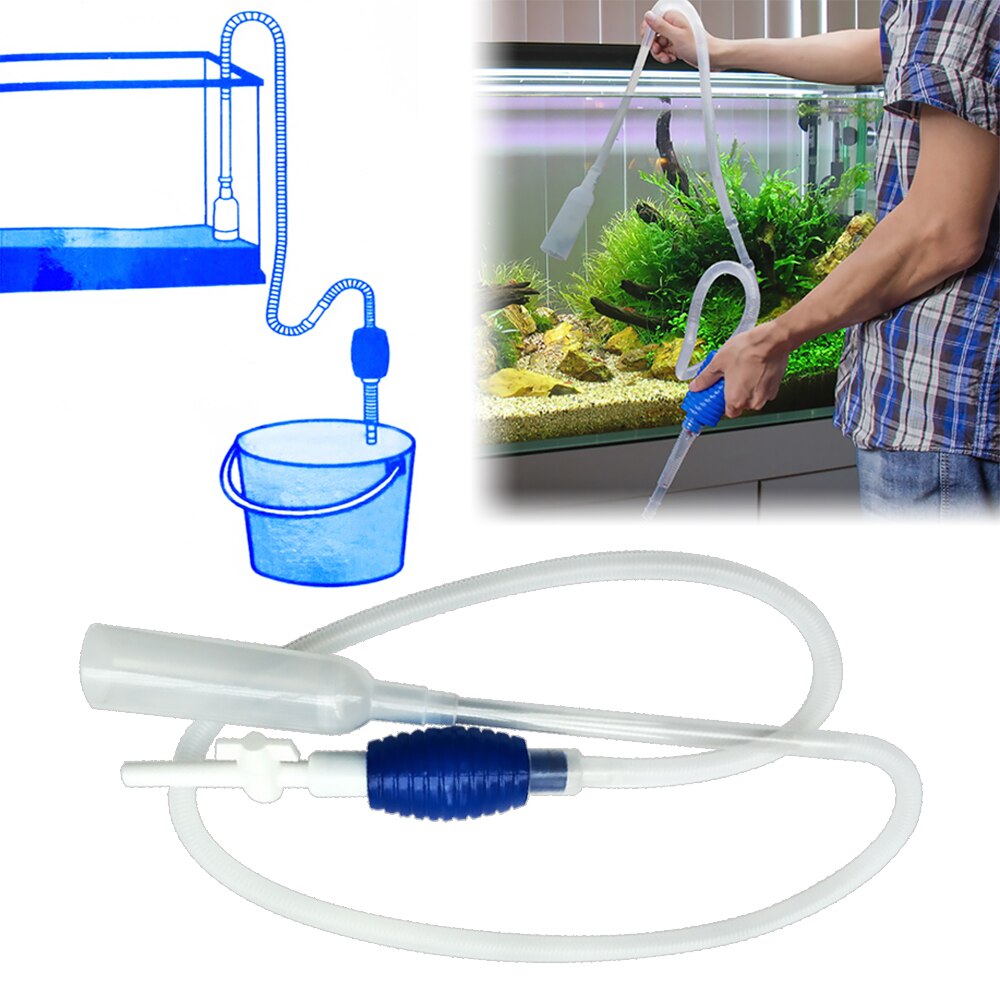 1.9m Aquarium Fish Tank Vacuum Syphon Gravel Water Siphon Hand Pump Cleaner